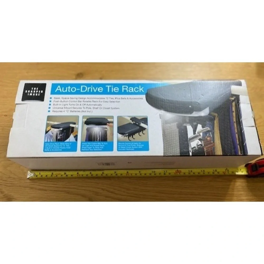 Sharper Image Auto-Drive Tie Rack Men OS Gray New Motorized 72-Tie Capacity